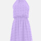Women's Casual Plain Halter Swiss Dots Elastic Waist Ruched Lace Short Dress LS3013# 8# Clothing Wholesale Market -LIUHUA