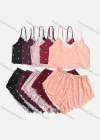 Wholesale Women's Polka Dot Ruffle LaceTrim Crop Cami Top & Polka Dot Shorts 2 Piece Pajamas Lounge Set 66002# - Liuhuamall