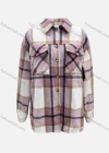 Wholesale Women's Casual Loose Fit Plaid Print Long Sleeve Flap Pockets Overshirt - Liuhuamall