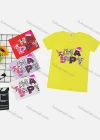 Wholesale Girl's Casual Pattern & Letter Print Round Neck Short Sleeve Tee - Liuhuamall