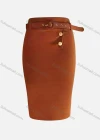 Wholesale Women's Elegant Plain Button Front Pencil Skirt With Belt - Liuhuamall