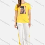 Wholesale Women's Summer Figure Graphic Round Neck Tee&Pants Set preview