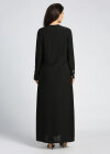 Wholesale Women's Elegant Square Neck Long Sleeve Abaya Rhinestone Embroidery Maxi Dress - Liuhuamall