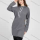 Wholesale Women's Casual Hooded Plain Long Sleeve Loose Fit Mid Length Sweatshirt Hoodie 2639# Gray Clothing Wholesale Market Liuhua