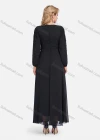 Wholesale Women's Chiffon Elegant Long Sleeve Plain A-Line Beaded Embroidery Sheer Mesh Hem Maxi Dress - Liuhuamall