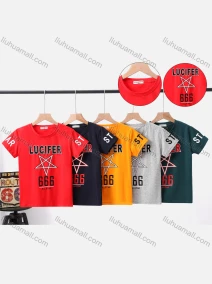 Wholesale Boy's Casual Star & Letter Print Round Neck Short Sleeve Modal Cotton Tee, LIUHUA CLOTHING WHOLESALE