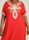Wholesale Women's Plus Size Golden Embroidery Round Neck Short Sleeve African Maxi Dress - Liuhuamall