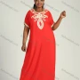 Wholesale Women's Plus Size Golden Embroidery Round Neck Short Sleeve African Maxi Dress preview