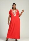 Wholesale Women's Plus Size Golden Embroidery Round Neck Short Sleeve African Maxi Dress - Liuhuamall