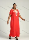 Wholesale Women's Plus Size Golden Embroidery Round Neck Short Sleeve African Maxi Dress - Liuhuamall