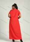 Wholesale Women's Plus Size Golden Embroidery Round Neck Short Sleeve African Maxi Dress - Liuhuamall