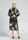 Wholesale Women's Casual Long Sleeve Stand Collar Allover Print Pleated A Line Dress - Liuhuamall