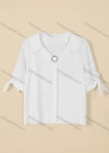 Wholesale Women's Causal V Neck Long Sleeve Tie Side Ring Plain Blouse - Liuhuamall