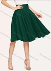 Wholesale Women's High Waist Ruffle Hem Plain Knee Length Skirt AY253# - Liuhuamall