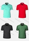 Wholesale Men's Classic Striped Slim Fit Two Button Placket Short Sleeve Polo Shirt - Liuhuamall