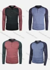 Wholesale Men's Casual Silm Fit Long-Sleeve Colorblock Henley Shirt - Liuhuamall