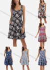 Wholesale Women's Casual Scoop Neck Sleeveless Side Pocket Floral Print Short Tank Dress - Liuhuamall