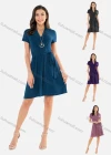 Wholesale Women's V Neck Wrap High Waist A-Line Short Dress With Belt - Liuhuamall