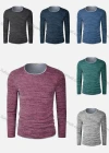 Wholesale Men's Silm Fit Duo Layered Space Dye Long Sleeve T-Shirt X0029# - Liuhuamall