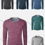 Wholesale Men's Silm Fit Duo Layered Space Dye Long Sleeve T-Shirt X0029# preview