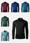 Wholesale Men's Plain Slim Fit Long Sleeve Patch Pocket Polo Shirt X002F# - Liuhuamall