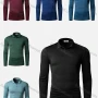 Wholesale Men's Plain Slim Fit Long Sleeve Patch Pocket Polo Shirt X002F# preview