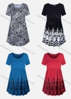Wholesale Women's Casual Scoop Neck Floral Print Tunic - Liuhuamall