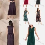 Wholesale Women's Elegant V Neck Sleeveless Lace Up High Waist Shirred Midi Tank Dress preview