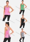 Wholesale Women's Scoop Neck Contrast Trim Space Dye Workout Running Tank Top - Liuhuamall