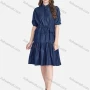 Wholesale Women's Casual Half Sleeve Ruffle Hem Button Front Plain Dress With Belt preview