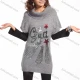 Wholesale Women's Casual Short Sleeve Turtleneck Sequin Beaded Knit Tunic 9840# Gray Clothing Wholesale Market Liuhua