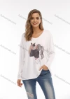 Wholesale Women's Cartoon Pattern Drop Shoulder Long Sleeve Oversized Tee - Liuhuamall