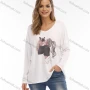 Wholesale Women's Cartoon Pattern Drop Shoulder Long Sleeve Oversized Tee preview