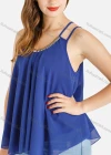 Wholesale Women's Casual Metal Decor Ruched Chiffon Cami Top - Liuhuamall