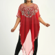 Women's Arabic Dubai Glamorous Triangle Hem Muslim Islamic Sequin Mesh Translucent Cover Up Cloak Red Clothing Wholesale Market -LIUHUA