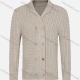 Wholesale Men's Casual Collared Double Breasted Plain Cable Knit Jackets Almond White Clothing Wholesale Market Liuhua