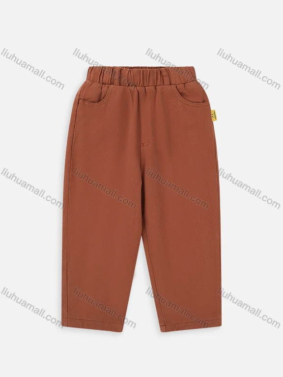 Wholesale Boys' Winter Warm Plush Lined Cotton Plain Pants With Pockets