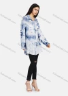 Wholesale Women's Collar Drop Shoulder Button Down Buckle Strap Cuff Flap Pockets Sequin Decor Tie Dye Curved Hem Tunic - Liuhuamall