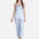 Women's Casual Plain Adjustable Straps Cami Tops & Long Sleeve Outerwear & Pants 3 Piece Set Lounge Pajama Suit Light Blue Clothing Wholesale Market -LIUHUA