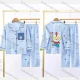 Wholesale Boys Cute Cartoon Lapel Pocket Button Down Long Sleeve Lounge Pajamas 2 Piece Set 1# Blue Clothing Wholesale Market Liuhua