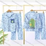 Wholesale Boys Cartoon Dinosaur Print Lapel Pocket Button Down Long Sleeve Lounge Pajamas 2 Piece Set 11# preview