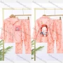Wholesale Girls Cute Cartoon Lapel Pocket Button Down Long Sleeve Lounge Pajamas 2 Piece Set 12# preview
