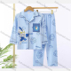 Wholesale Boys Cartoon Letter Print Lapel Pocket Button Down Long Sleeve Lounge Pajamas 2 Piece Set 15# Blue Wholesale Clothing Market & Suppliers -LIUHUAMALL