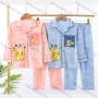Wholesale Unisex Lovely Cartoon Letter Lapel Pocket Button Down Long Sleeve Lounge Pajamas 2 Piece Set 8# preview