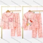 Wholesale Girls Lovely Cartoon Cat Letter Lapel Pocket Button Down Long Sleeve Lounge Pajamas 2 Piece Set 9# preview