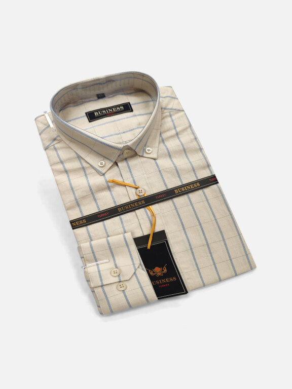 Men's Casual 100% Cotton Striped Button Down Long Sleeve Shirts 7-8#, Clothing Wholesale Market -LIUHUA, 