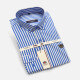 Men's Casual 100% Cotton Striped Button Down Long Sleeve Shirts YM5# Blue Clothing Wholesale Market -LIUHUA