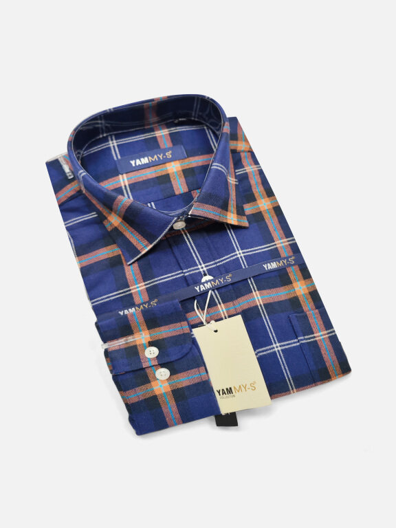 Men's Casual Plaid Print Button Down Long Sleeve Shirts YM010#, Clothing Wholesale Market -LIUHUA, MEN, Casual-Top