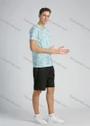 Wholesale Men's Cotton Casual Allover Tropical Print Short Sleeve Tee - Liuhuamall