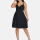 Women's Sexy Deep V Neck Hollow Out Guipure Lace Short Cami Dress 6513# Black Clothing Wholesale Market -LIUHUA